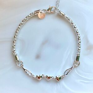Silver Heart Link Bracelet - Women Jewelry
